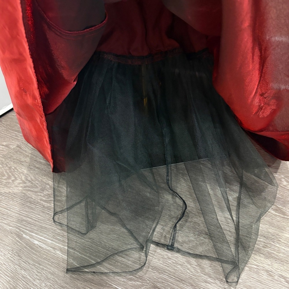 Y2K Zum Zum by Niki Livas Red Iridescent Beaded Halter Prom Ball Gown Goth Small - Picture 11 of 12